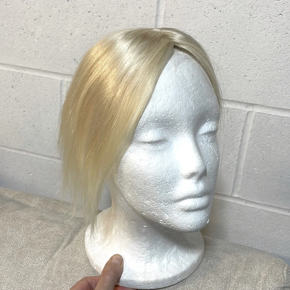 NWT 100% human REMY hair #60 #613 vanilla blonde cream topper HAND TIED silk